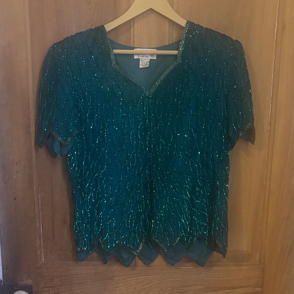 vintage sequin top with beading details